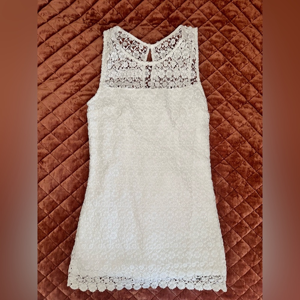 Hollister White Crochet Lace Sleeveless Dress